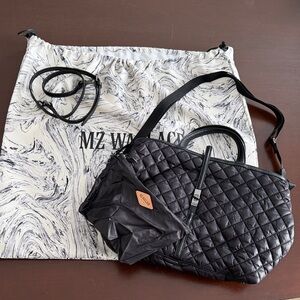 MZ Wallace Black Quilted Crossbody Tote